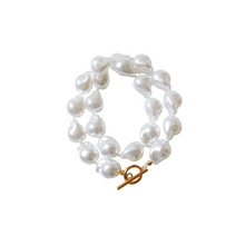 Load image into Gallery viewer, Fabuleux Vous Steel Me Baroque Pearl Man Made Yellow Gold Fob Necklace 45cm