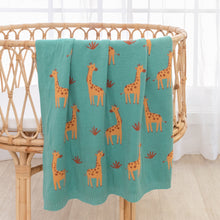 Load image into Gallery viewer, Living Textiles Whimsical Baby Blanket- Giraffe/Sage