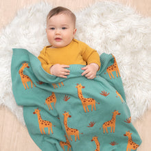 Load image into Gallery viewer, Living Textiles Whimsical Baby Blanket- Giraffe/Sage