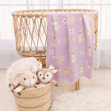 Load image into Gallery viewer, Living Textiles Whimsical Baby Blanket- Bunny/Lilac