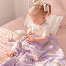 Load image into Gallery viewer, Living Textiles Whimsical Baby Blanket- Bunny/Lilac