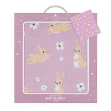 Load image into Gallery viewer, Living Textiles Whimsical Baby Blanket- Bunny/Lilac