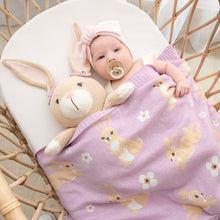 Load image into Gallery viewer, Living Textiles Whimsical Baby Blanket- Bunny/Lilac