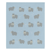 Load image into Gallery viewer, Living Textiles Whimsical Baby Blanket- Hippo/Blue