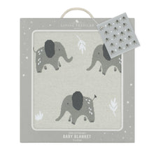 Load image into Gallery viewer, Living Textiles Whimsical Baby Blanket- Elephant/Grey