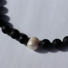 Load image into Gallery viewer, Fabuleux Vous Black Onyx, Pearl & Silver Fob Necklace