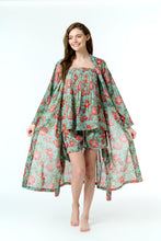 Load image into Gallery viewer, Arabella Green with Orange Print Dessing Gown/Robe