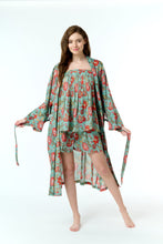 Load image into Gallery viewer, Arabella Green with Orange Print Dessing Gown/Robe