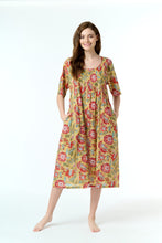 Load image into Gallery viewer, Arabella Mustard Floral Shirred Bodice Short Sleeve Nightie