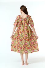 Load image into Gallery viewer, Arabella Mustard Floral Shirred Bodice Short Sleeve Nightie