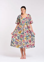 Load image into Gallery viewer, Arabella Pinks/Purples Shirred Bodice Short Sleeve Nightie