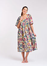 Load image into Gallery viewer, Arabella Pinks/Purples Shirred Bodice Short Sleeve Nightie