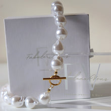 Load image into Gallery viewer, Fabuleux Vous Steel Me Baroque Pearl Man Made Yellow Gold Fob Necklace 45cm