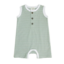 Load image into Gallery viewer, Little Bee By Dimples Sage Stripe Cotton Tank Romper