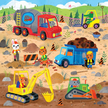 Load image into Gallery viewer, Mudpuppy Construction Site 25 Piece Floor Puzzle With Shaped Pieces