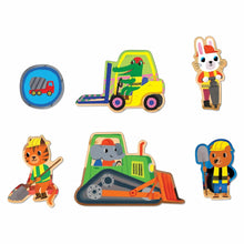 Load image into Gallery viewer, Mudpuppy Construction Site 25 Piece Floor Puzzle With Shaped Pieces