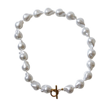 Load image into Gallery viewer, Fabuleux Vous Steel Me Baroque Pearl Man Made Yellow Gold Fob Necklace 45cm