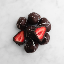 Load image into Gallery viewer, House of Chocolate Dark Chocolate Freeze Dried Strawberries