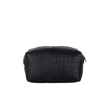 Load image into Gallery viewer, Lund & Co Resa Wash Bag- Black Croc Leather