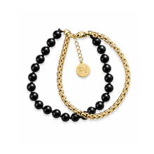 Load image into Gallery viewer, Fabuleux Vous The Black Edit Black Onyx and Yellow Gold Chain Bracelet