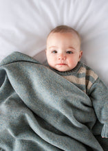 Load image into Gallery viewer, Burrow & Be 100% Wool Knit Baby Blanket- Stone Blue
