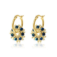 Load image into Gallery viewer, Fabuleux Vous Peacock Blue Bead Hoop Earrings