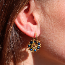 Load image into Gallery viewer, Fabuleux Vous Peacock Blue Bead Hoop Earrings