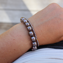 Load image into Gallery viewer, Fabuleux Vous Perle Mocha Glass Pearl Bead Bracelet 8-10mm Bead