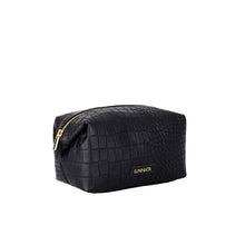 Load image into Gallery viewer, Lund & Co Resa Wash Bag- Black Croc Leather
