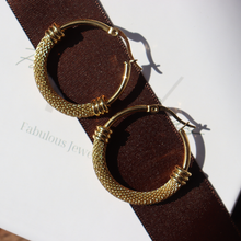 Load image into Gallery viewer, Fabuleux Vous Steel Me Stainless Steel Yellow Gold Mimi Earrings 30mm