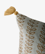 Load image into Gallery viewer, French Country Collections Leaf Handblock Velvet Cushion with Feather Inner