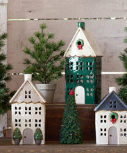 Load image into Gallery viewer, French Country Collections Christmas Tea Light House Green with Wreath Large