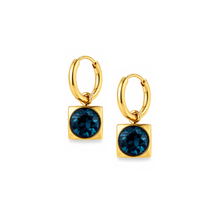 Load image into Gallery viewer, Fabuleux Vous Steel Me Yellow Gold Blue Lagoon Earrings