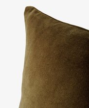 Load image into Gallery viewer, French Country Collections Velvet Cushion Olive with Feather Inner