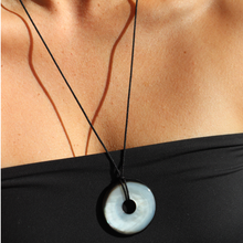 Load image into Gallery viewer, Fabuleux Vous Silver Perle Mother of Pearl Black Cord Necklace