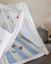 Load image into Gallery viewer, OYOY Striped Quilt Blanket- Blue/Clay