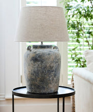 Load image into Gallery viewer, French Country Collections Emilia Vessel Large Lamp with Black Tapered Drum Shade 40cm