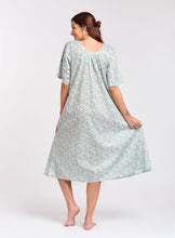 Load image into Gallery viewer, Arabella Mint Floral Shirred Bodice Short Sleeve Nightie