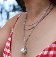 Load image into Gallery viewer, Fabuleux Vous Steel Me Multi Chain Coin Pearl Silver Necklace