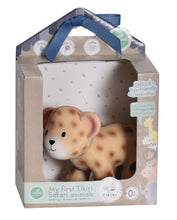 Load image into Gallery viewer, Tikiri My 1st Tikiri Leopard- Natural Rubber Teether Rattle & Bath Toy Gift Box