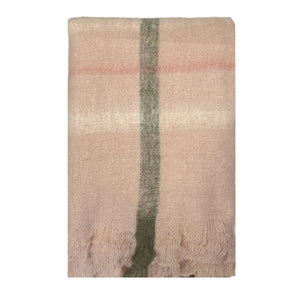 Lola + Fox Mina Mohair Blend Throw- Blush/Coral/Green