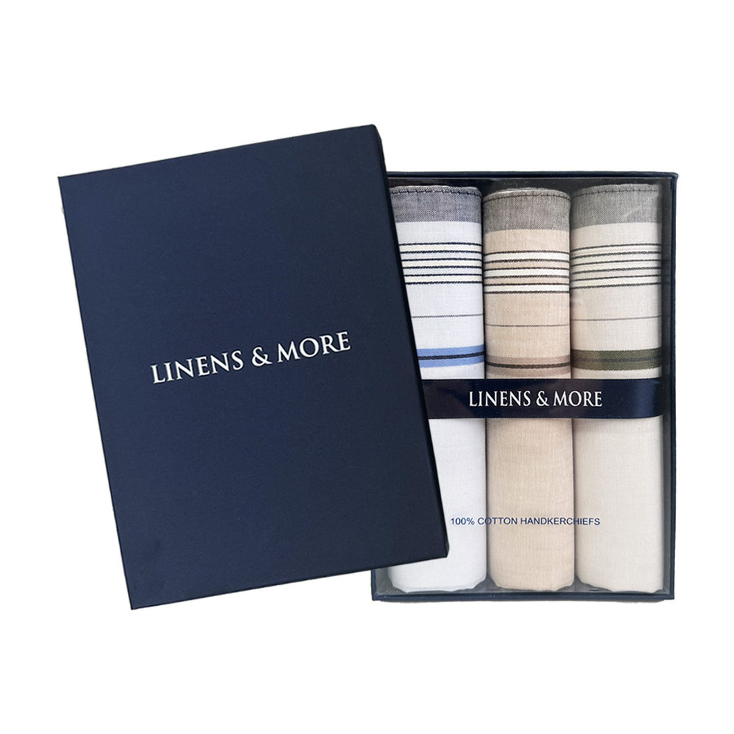 Linens & More Pin Stripe Handkerchief set of 3