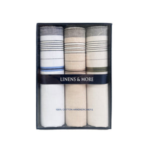 Linens & More Pin Stripe Handkerchief set of 3