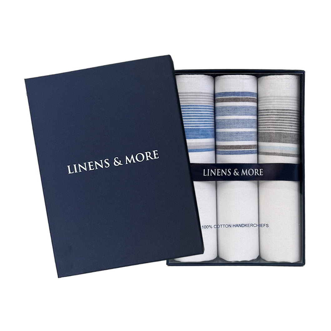 Linens & More Multi Stripe Handkerchiefs set of 3