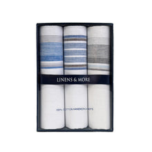 Load image into Gallery viewer, Linens &amp; More Multi Stripe Handkerchiefs set of 3
