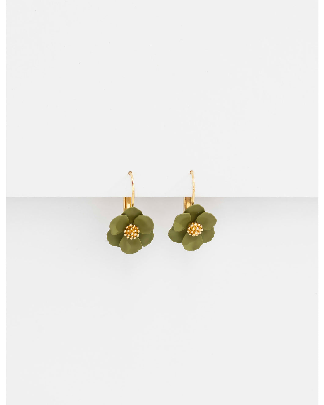 Stella & Gemma Mini Flower with French Hook Earrings Moss