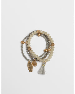 Stella & Gemma set of 3 Grey Stones Bead Bracelet