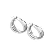 Load image into Gallery viewer, Fabuleux Vous Steel Me Silver Triple Ring Earrings
