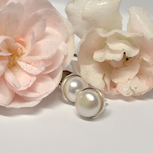 Load image into Gallery viewer, Fabuleux Vous Silver Perle Fresh Water Pearl Button Stud Earrings
