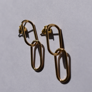 Fabuleux Vous Steel Me Paperclip Yellow Gold Earrings